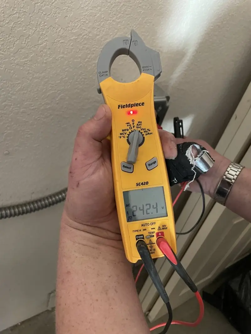 Voltage testing with clamp meter during Generator Installation in Gilroy
